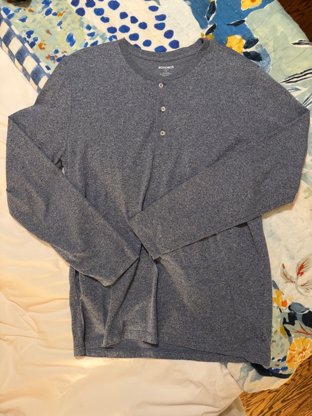 Bonobos slim fit Navy Heathered Long Sleeve Polo Shirt